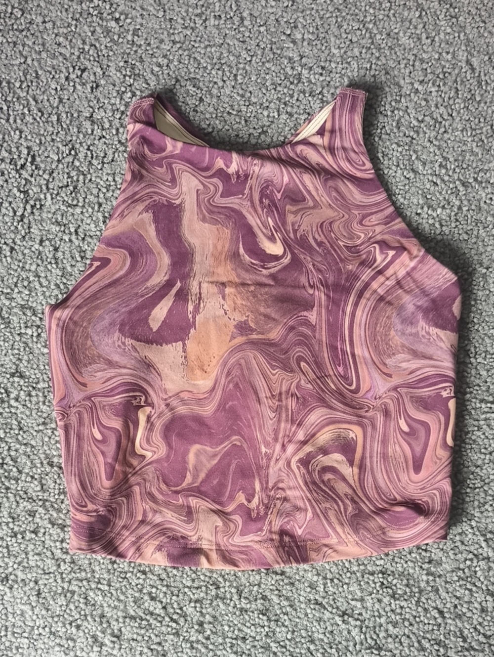 Beyond Yoga Pink Marble High-Neck Crop Tank